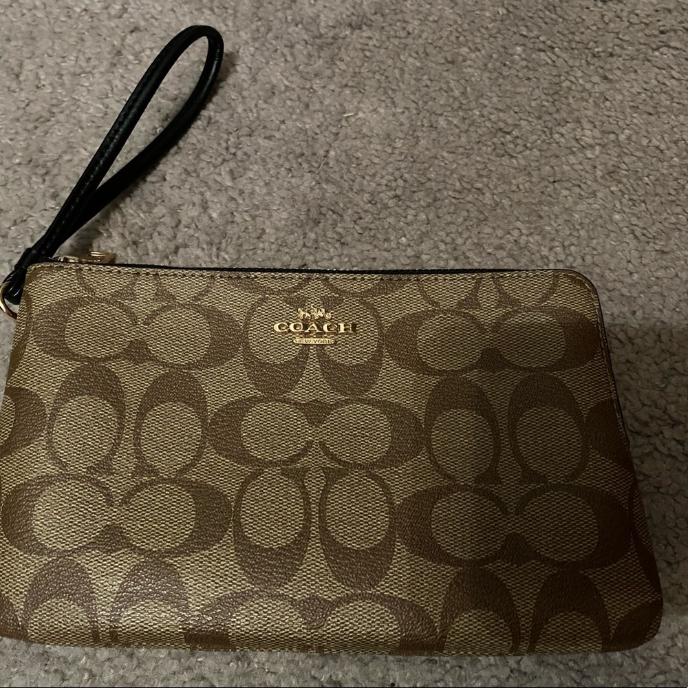 Coach large double zip wristlet